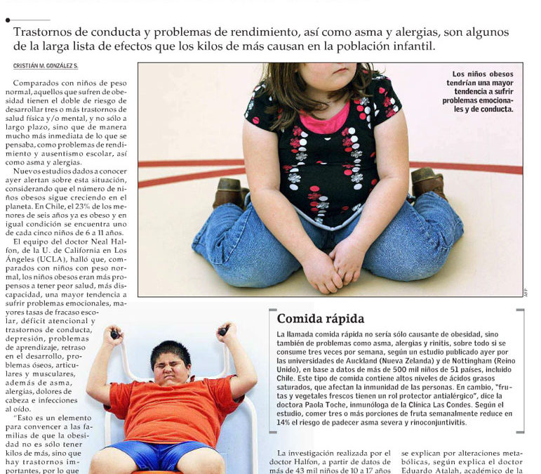 La obesidad provoca problemas inmediatos en los niños