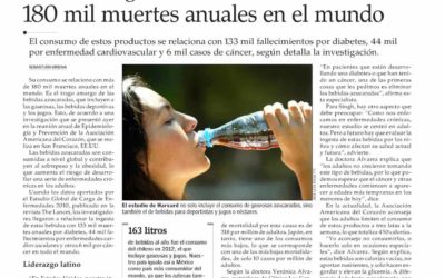Asocian ingesta de bebidas azucaradas a 180 mil muertes anuales en el mundo